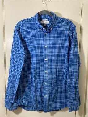 Old Navy Blue and Green Plaid Button-Down Shirt